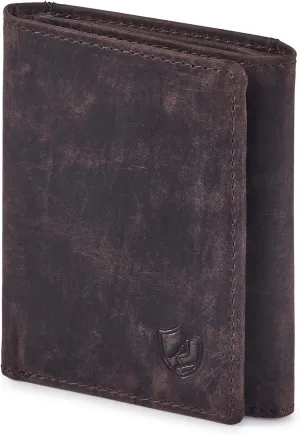 Wallet for Men Trifold Real Leather RFID Blocking Credit Card Case with ID Window in Gift Box