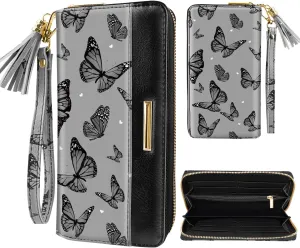 Wallets for Women PU Leather Card Holder Organizer Ladies Clutch with Tassel Wristlet Wrist strap