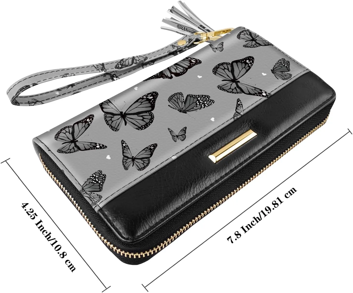 Wallets for Women PU Leather Card Holder Organizer Ladies Clutch with Tassel Wristlet Wrist strap