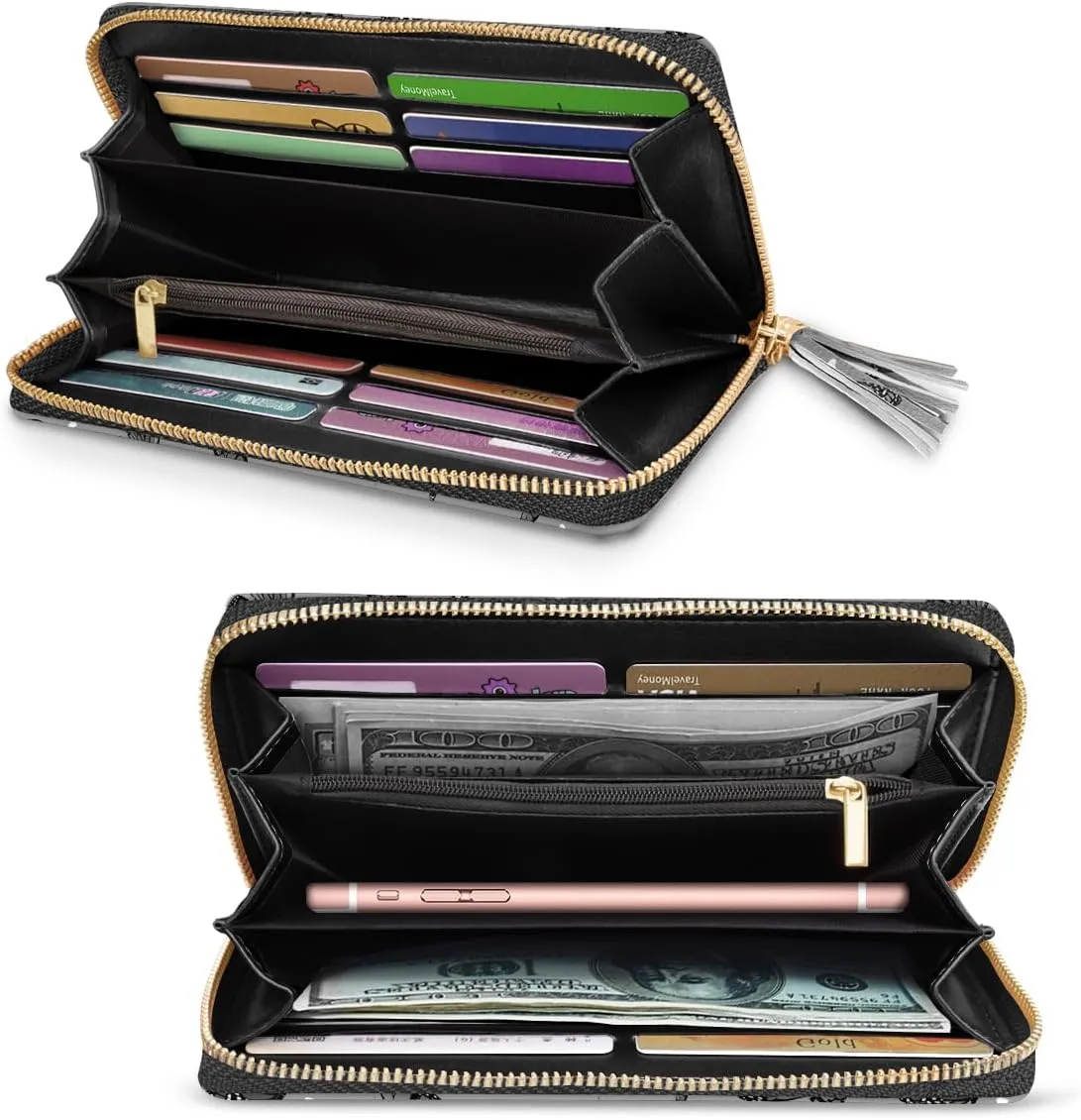 Wallets for Women PU Leather Card Holder Organizer Ladies Clutch with Tassel Wristlet Wrist strap