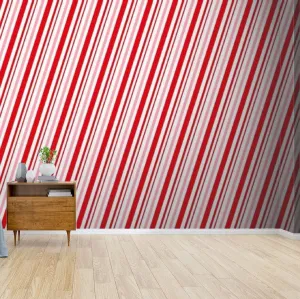 Wallpaper Canvas Print Candy Cane Christmas Peppermint Diagonal Stripes Print Seamless Self Adhesive Peel & Stick Wallpaper Wall Mural Wall Decal Sticker Poster Home Craft for Living Room