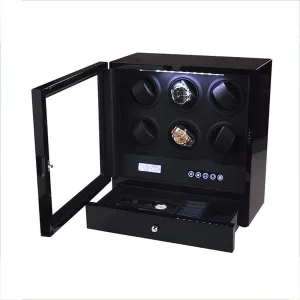 Watch Box Watch Storage Box Automatic Watch Winder for 6 Watches Quiet Motor, with Touch LCD Digital Display and Led Light