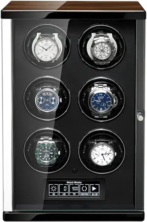 Watch Winder Automatic Watch with Ultra-Quiet Motors, Built-in LED Illumination and LCD Touchscreen Control,Fit Lady and Man Watches (6 0)