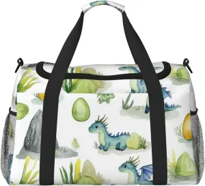 Watercolor Cute Dragons Travel Duffel Bag Tote Bag Sports Gym Bag For Women And Men