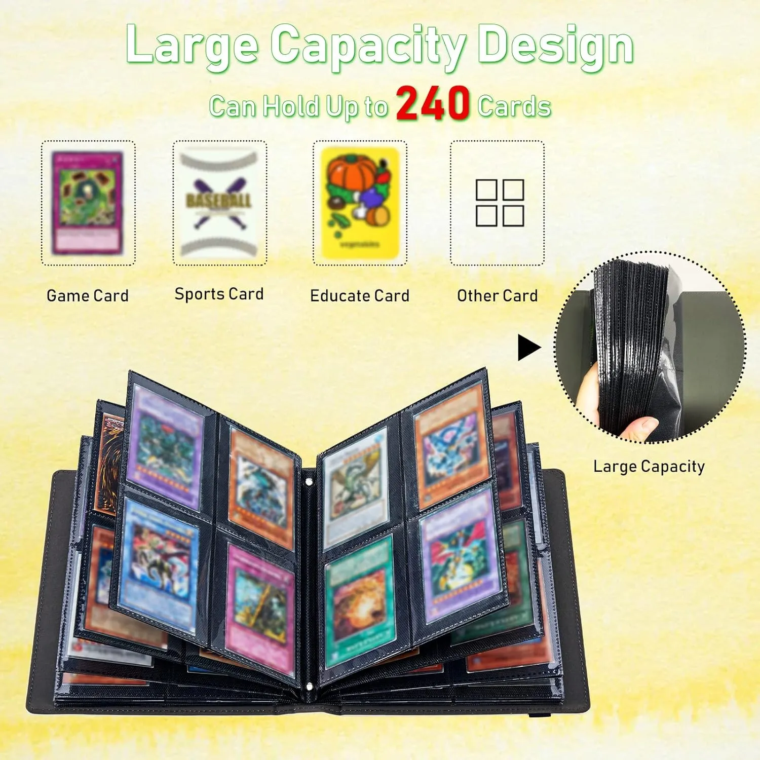 Watercolor Dog Paws Pattern 4 Pocket Card Binder 240 Cards Slot Faux Leather