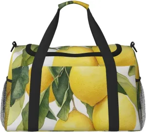 Watercolor Lemons Travel Duffel Bag Tote Bag Sports Gym Bag For Women And Men