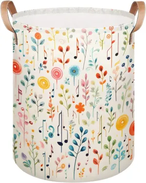 Watercolor Spring Flower Laundry Hamper with Handles, Large Collapsible Laundry Basket Waterproof Decorative Washing Bag for Clothes, Bathroom, Bedrooms, Laundry Room