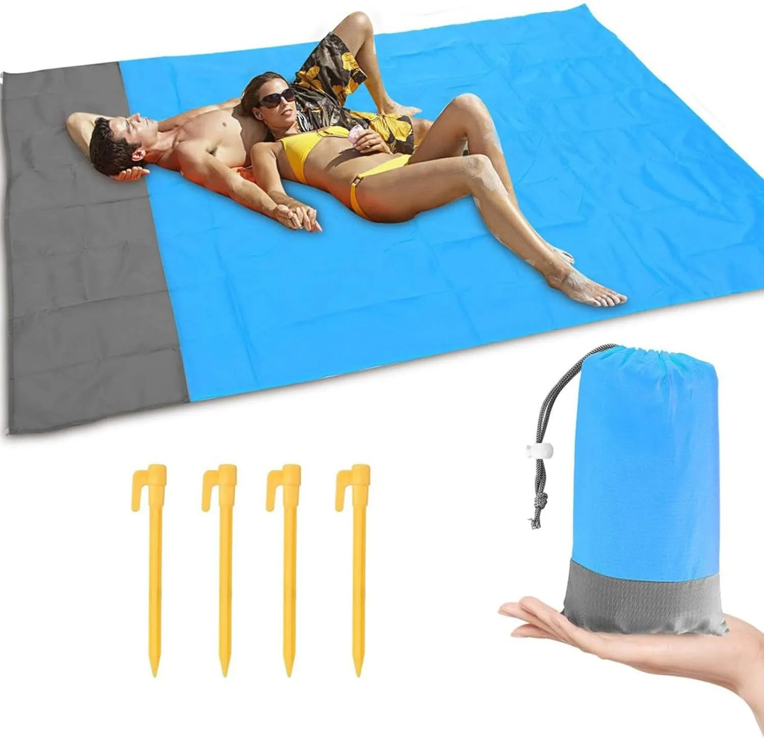Waterproof Beach Blanket, 80"×50" Sandproof Quick Drying Extra Large Beach Mat with Storage Bag,Lightweight Picnic Mat,Durable Beach Blanket for Travel Camping Outdoor Hiking