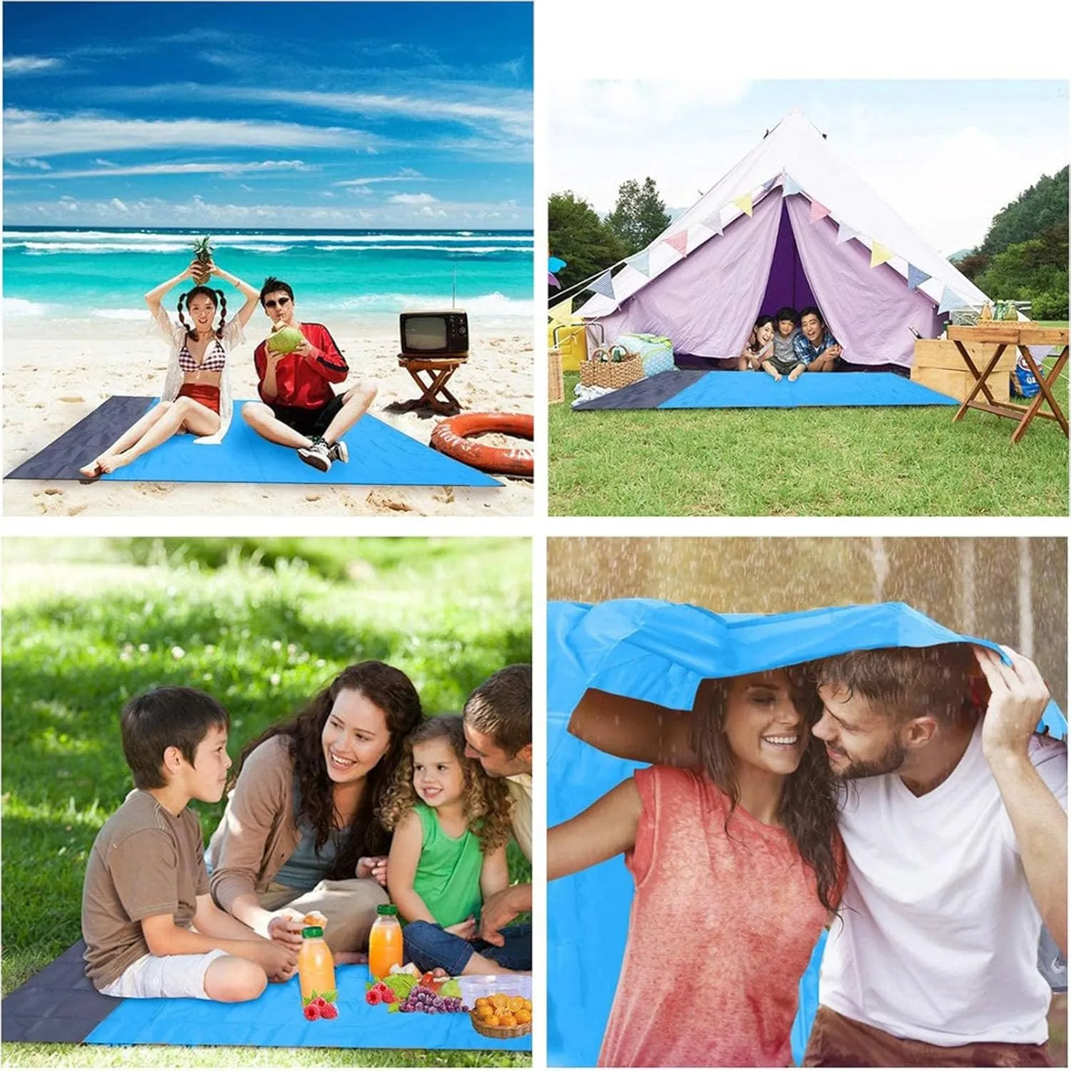 Waterproof Beach Blanket, 80"×50" Sandproof Quick Drying Extra Large Beach Mat with Storage Bag,Lightweight Picnic Mat,Durable Beach Blanket for Travel Camping Outdoor Hiking