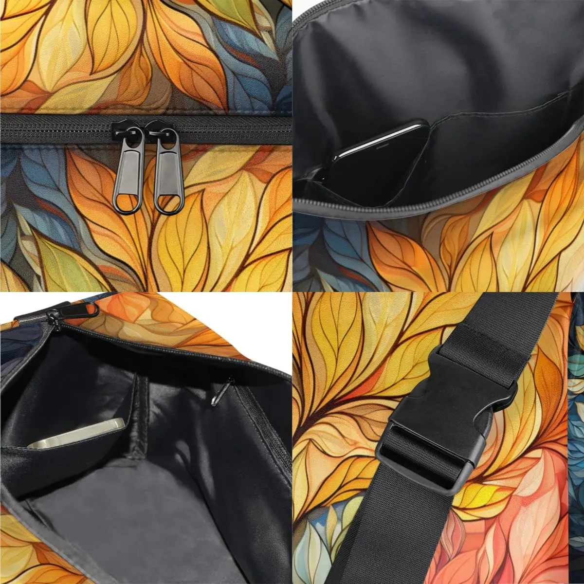 Weekend Bag Delicate Flora Beauty Pattern Lightweight Carry On Duffel Bag Waterproof Gym Bag Pu Leather Duffle Bag for Workout Travel Sport