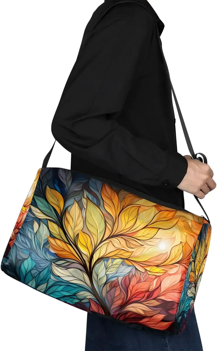 Weekend Bag Delicate Flora Beauty Pattern Lightweight Carry On Duffel Bag Waterproof Gym Bag Pu Leather Duffle Bag for Workout Travel Sport