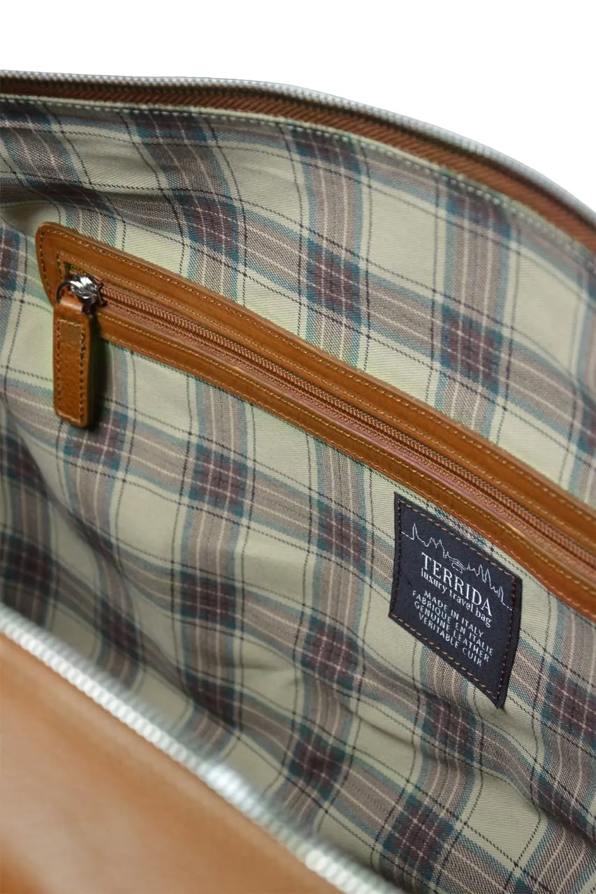 Weekender Jones Leather Duffle Bag | Handmade to Order in Italy, Soft Pebble-Grain Leather Luxury Travel Bag, Shoulder Strap Included (Amber)