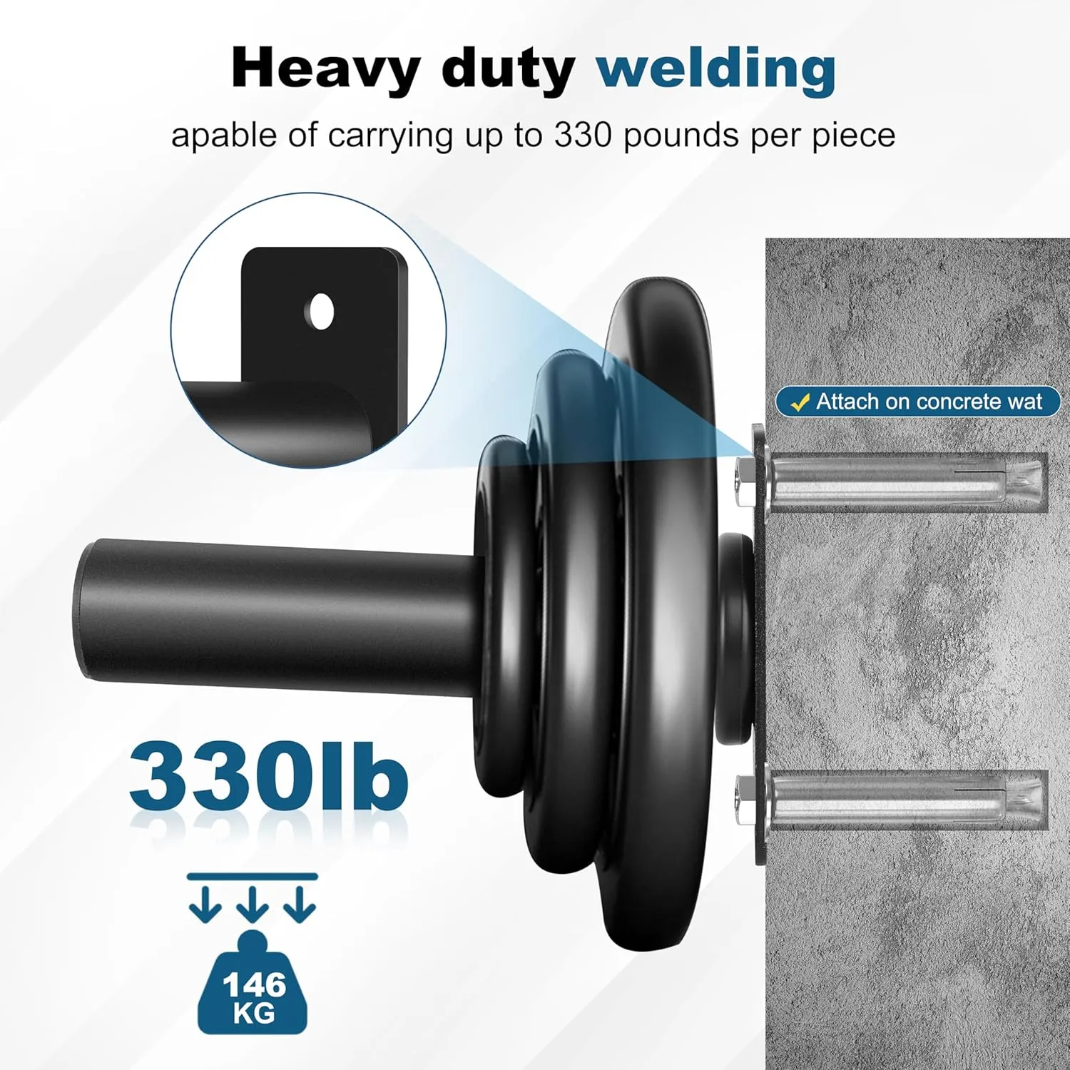 Weight Plate Holder, Wall Mounted Weight Rack Storage for Olympic Weight Plate,Home Gym Organizer