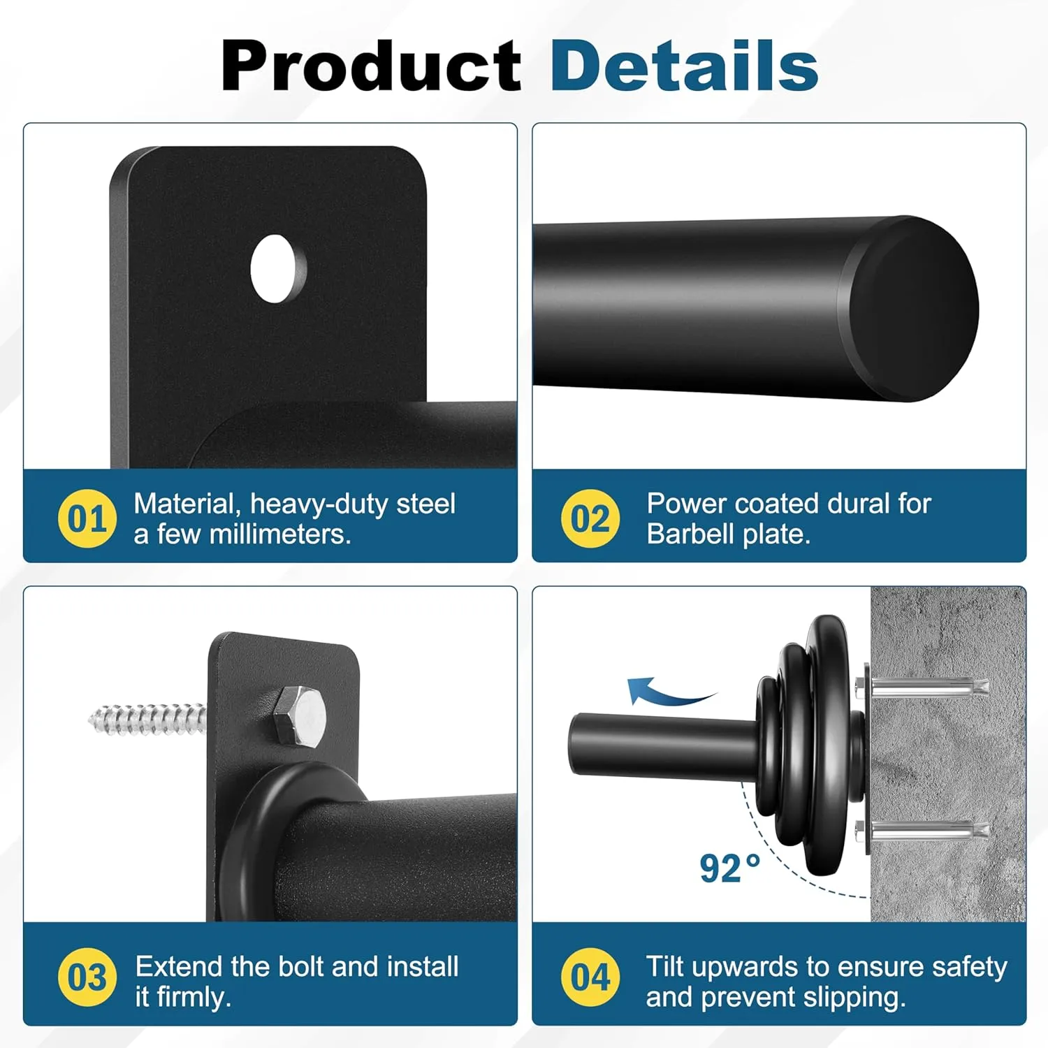 Weight Plate Holder, Wall Mounted Weight Rack Storage for Olympic Weight Plate,Home Gym Organizer