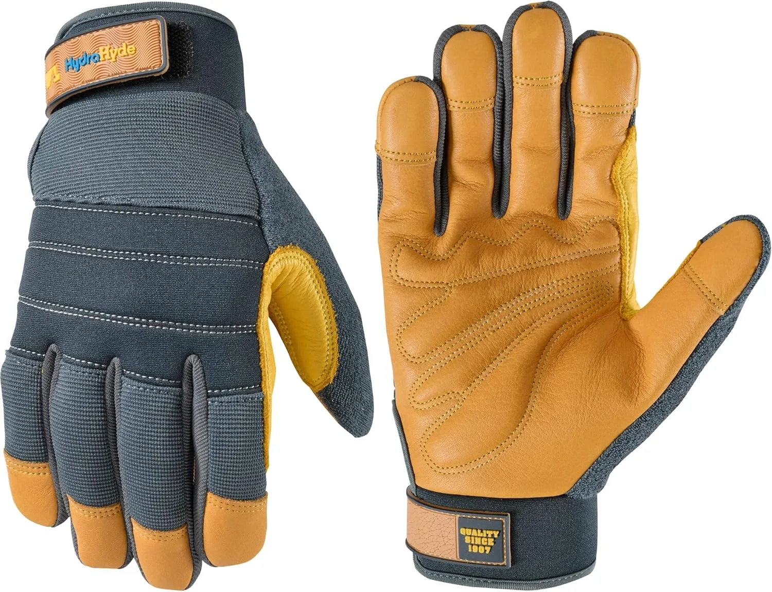 Wells Lamont Men's HydraHyde Premium Cowhide Hybrid Work Gloves, Water-Resistant Gloves, Large (3242L)