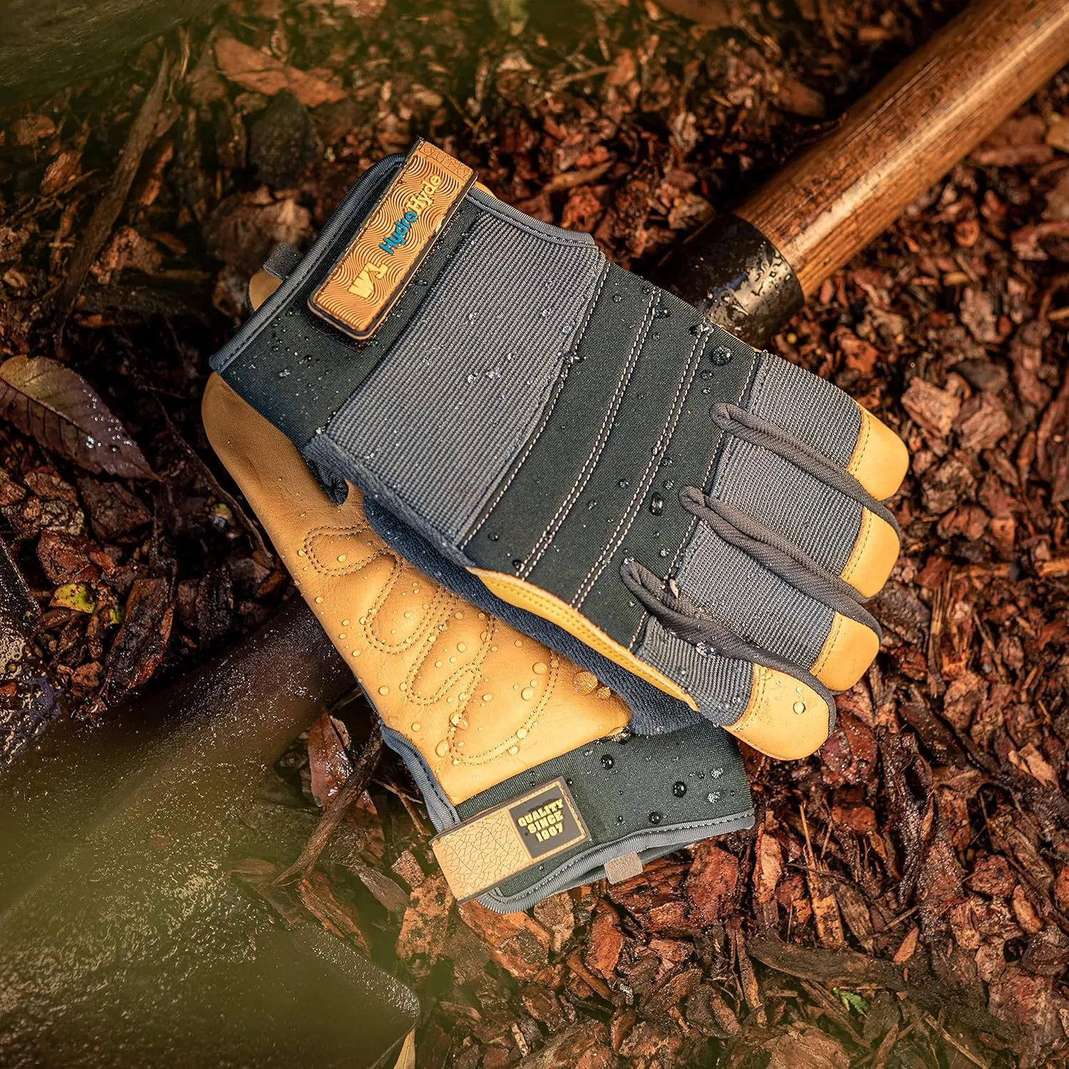 Wells Lamont Men's HydraHyde Premium Cowhide Hybrid Work Gloves, Water-Resistant Gloves, Large (3242L)