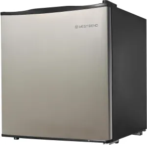 West Bend Mini Fridge Compact Refrigerator for Home Office or Dorm, Auto Defrost with Reversible Door, Energy Star Rated, 1.7-Cu.Ft., Metallic
