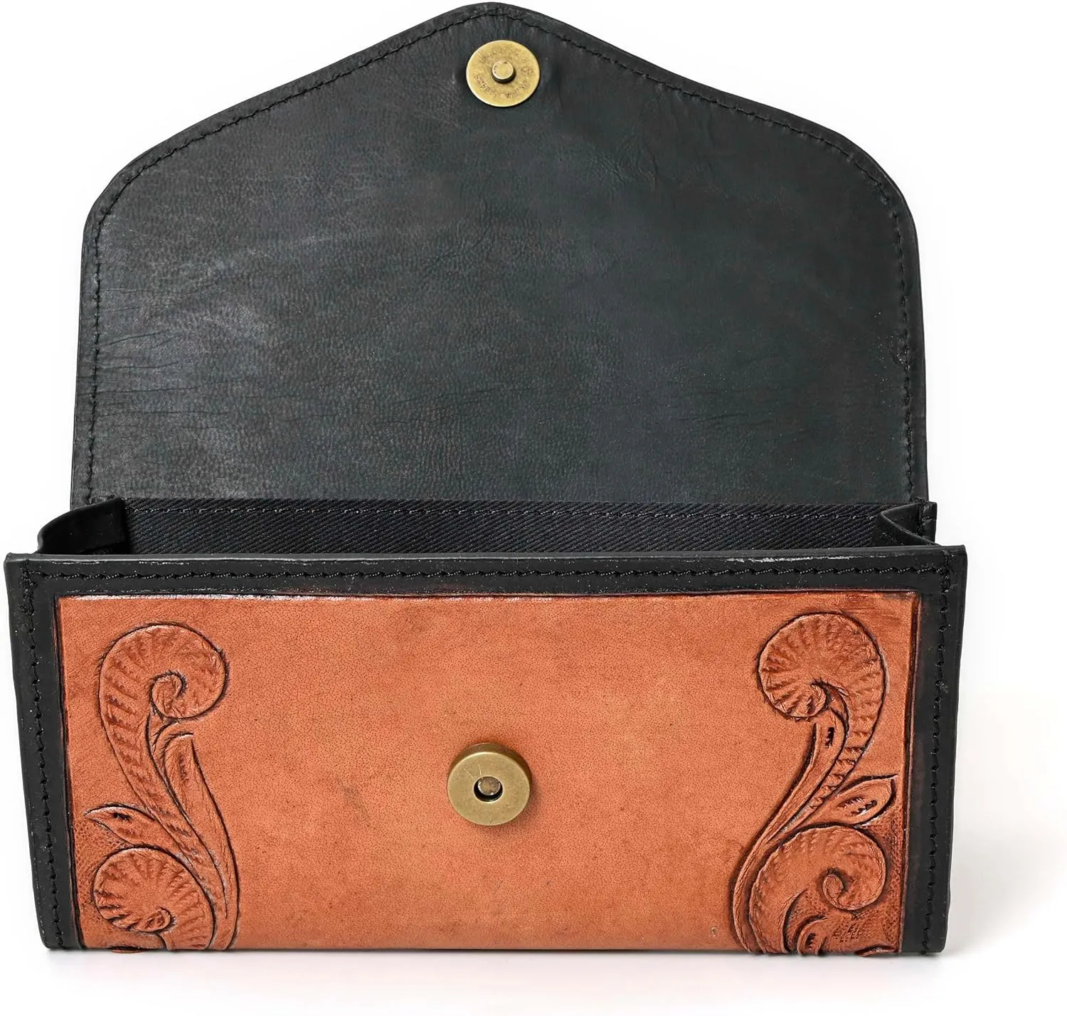 Western Colour Blast Handtooled Bifold Wallet Genuine Cowhide Hand Carved and Tooled Leather Butterfly Design Wallet for Women Cowgirl With Multiple Card Slots