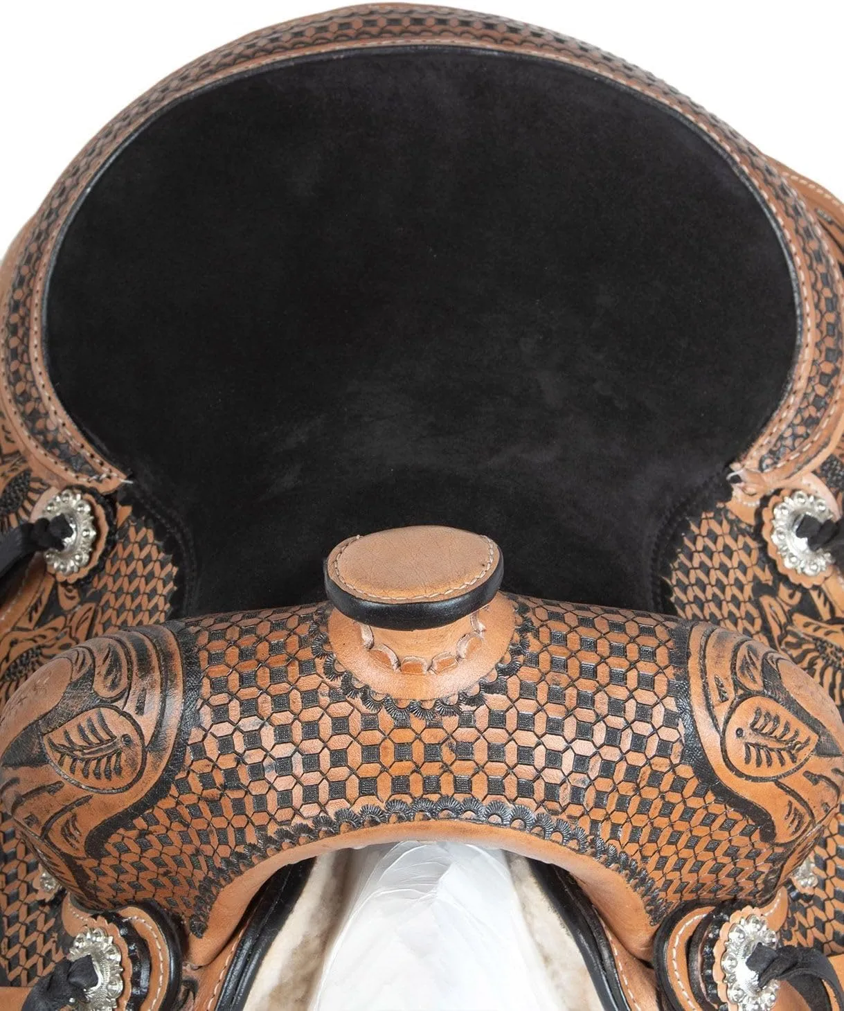 Western Leather Horse Saddle Comfy Horse Seat Ranch Roping Saddle Tree Trail Racing Comfort Barrel Tack Size 10 to 18 Inch Seat