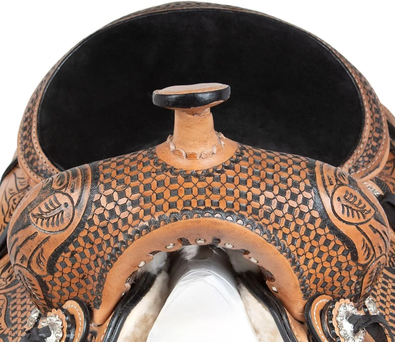 Western Leather Horse Saddle Comfy Horse Seat Ranch Roping Saddle Tree Trail Racing Comfort Barrel Tack Size 10 to 18 Inch Seat