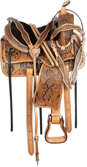 Western Leather Horse Saddle Comfy Horse Seat Ranch Roping Saddle Tree Trail Racing Comfort Barrel Tack Size 10 to 18 Inch Seat