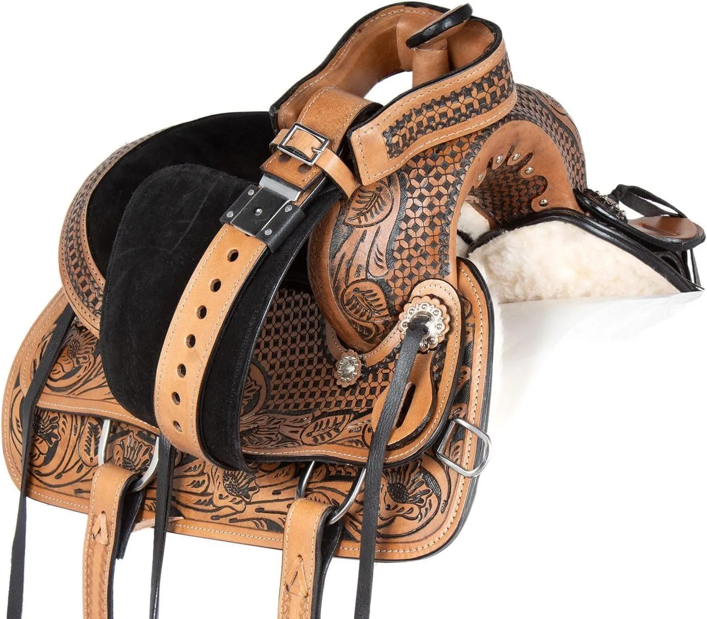 Western Leather Horse Saddle Comfy Horse Seat Ranch Roping Saddle Tree Trail Racing Comfort Barrel Tack Size 10 to 18 Inch Seat