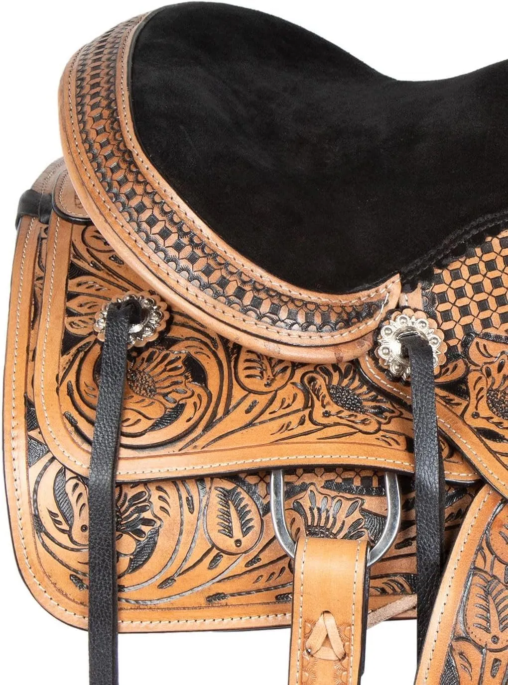Western Leather Horse Saddle Comfy Horse Seat Ranch Roping Saddle Tree Trail Racing Comfort Barrel Tack Size 10 to 18 Inch Seat