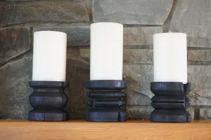 Wide Yakisugi Pillar Candle Holder
