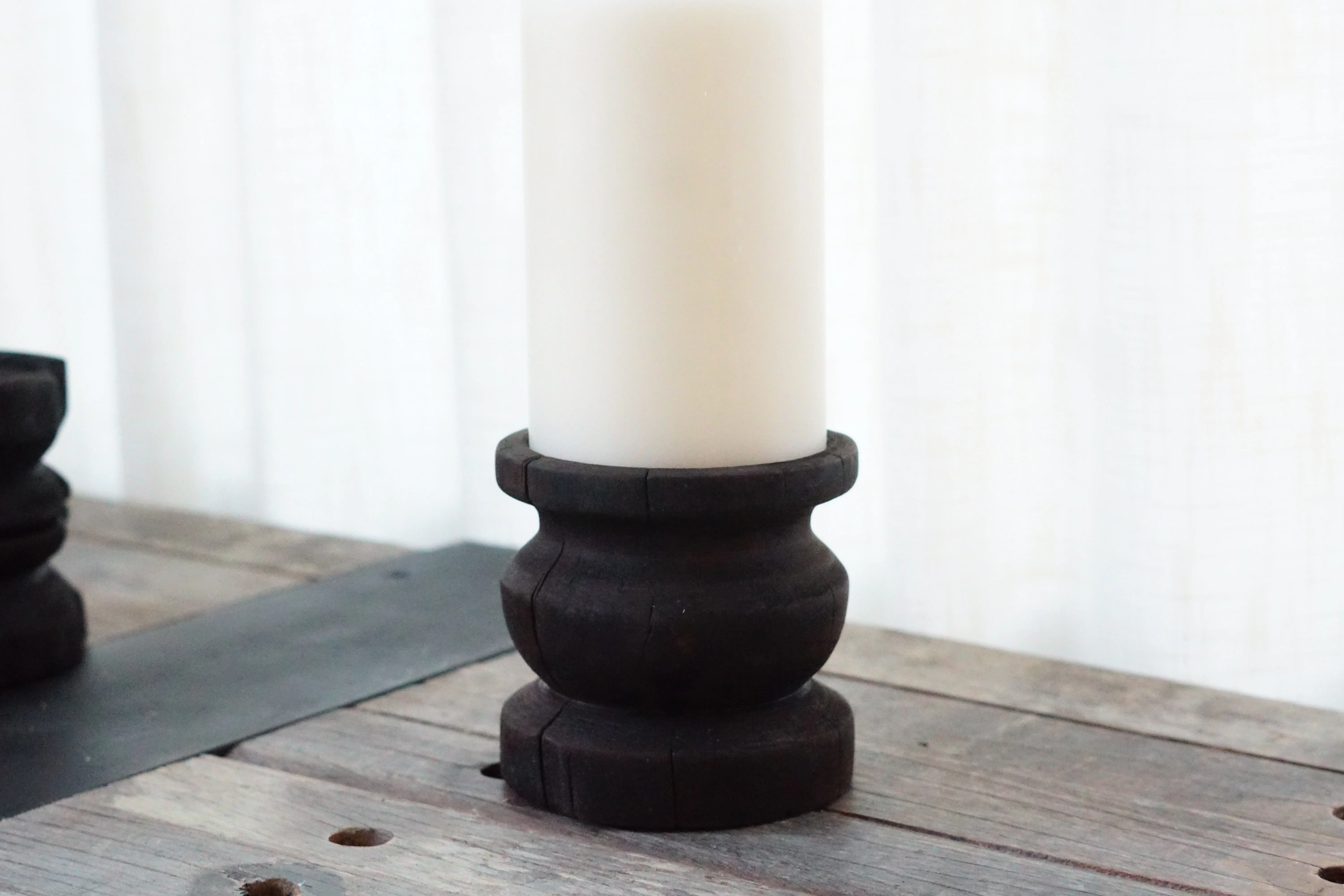 Wide Yakisugi Pillar Candle Holder