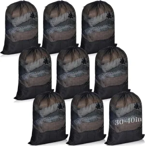 Windyun Mesh Laundry Bag, 9 Pcs 30" x 40" Heavy Duty Large Mesh Laundry Bags Drawstring Lockable Laundry Hamper Liner Machine Washable Bag for Travel Dorm Home College Storage Apartment(Black)