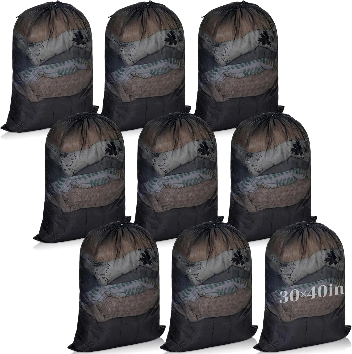 Windyun Mesh Laundry Bag, 9 Pcs 30" x 40" Heavy Duty Large Mesh Laundry Bags Drawstring Lockable Laundry Hamper Liner Machine Washable Bag for Travel Dorm Home College Storage Apartment(Black)