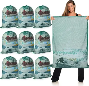 Windyun Mesh Laundry Bag, 9 Pcs 30" x 40" Heavy Duty Large Mesh Laundry Bags Drawstring Lockable Laundry Hamper Liner Machine Washable Bag for Travel Dorm Home College Storage Apartment(Green)