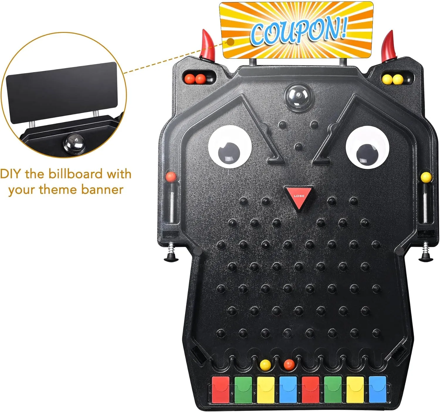 WinSpin Pinball Machine Tabletop or Floor Stand Prize Drop Board Game with 8 Slots Game Board for Live Stream Home Carnival Party and Tradeshow, (32" x 25")