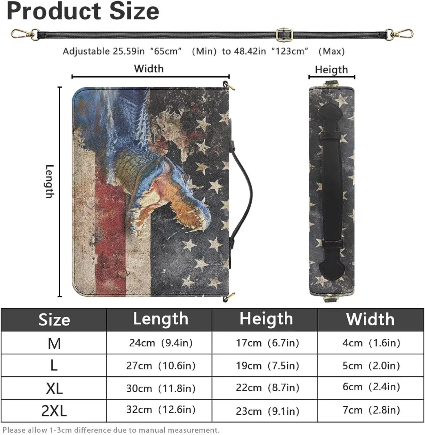 Wnbcioht Large Bible Bag Bible Cover Case for Women and Men with Strap