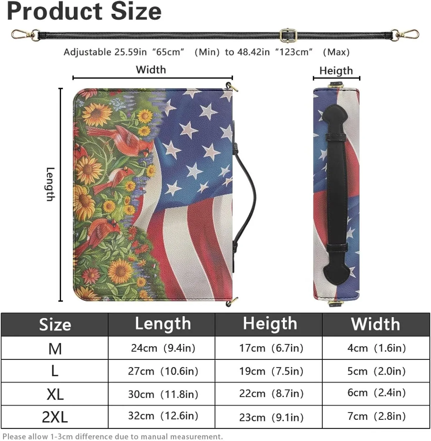 Wnbcioht Large Bible Bag Bible Cover Case for Women and Men with Strap