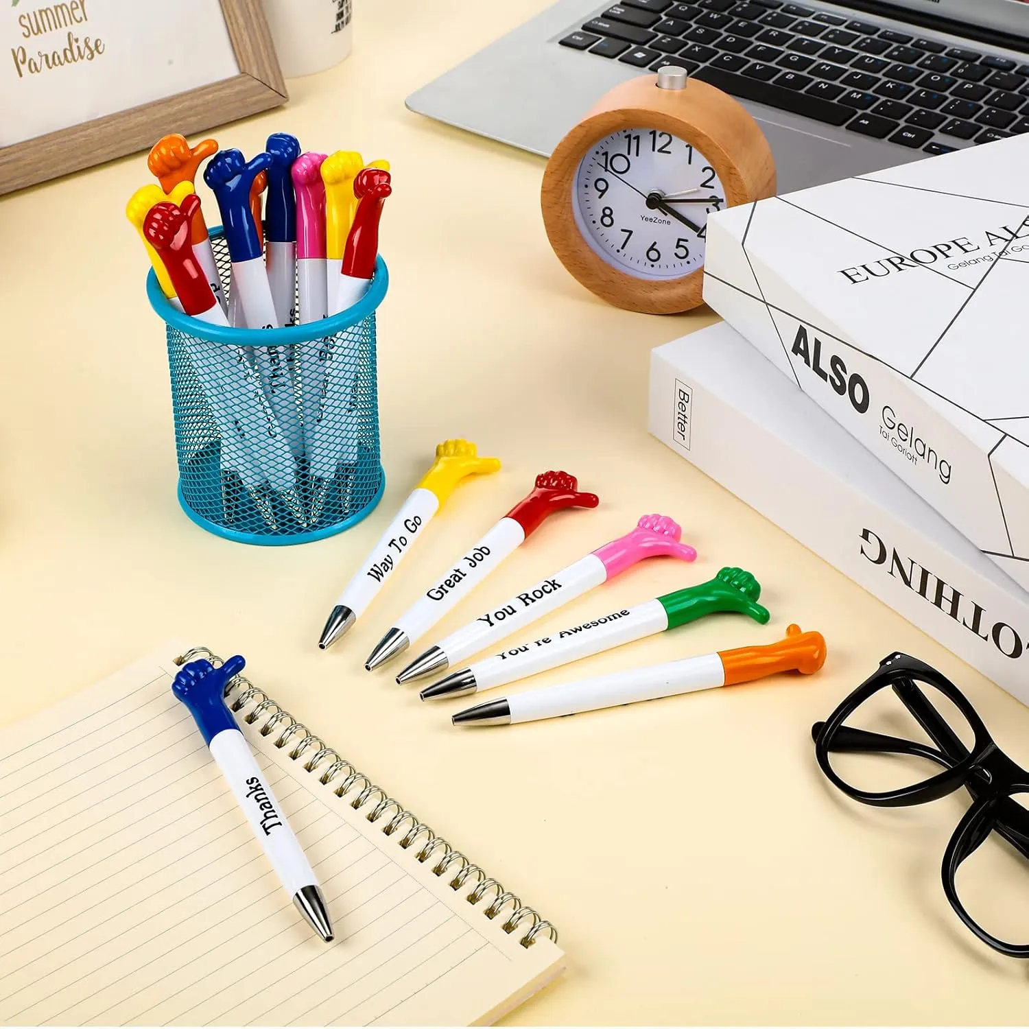 Woanger Inspirational Quotes Thumbs up Pens Thank You Gifts Bulk Employee Appreciation Motivational Ballpoint Pen for Graduation Appreciation Gift School Student Teacher Nurse Coworker(24 Pieces)