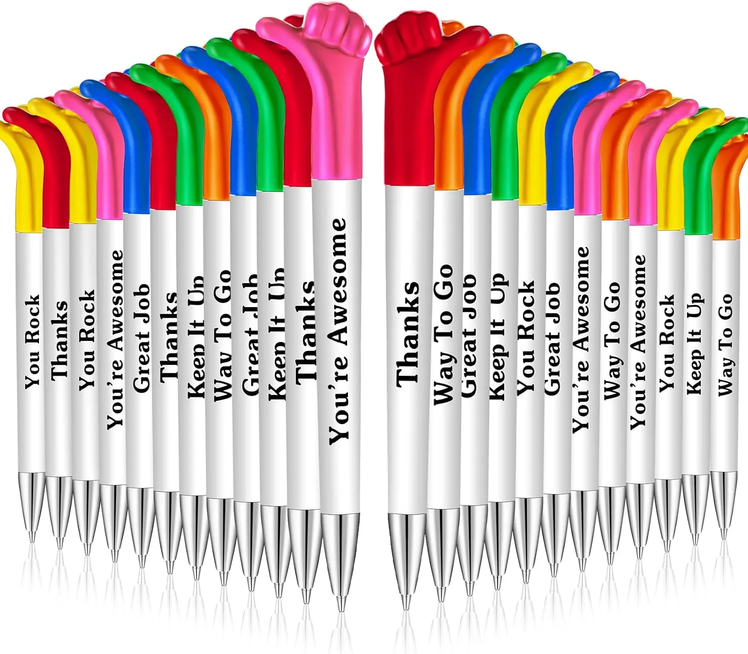 Woanger Inspirational Quotes Thumbs up Pens Thank You Gifts Bulk Employee Appreciation Motivational Ballpoint Pen for Graduation Appreciation Gift School Student Teacher Nurse Coworker(24 Pieces)