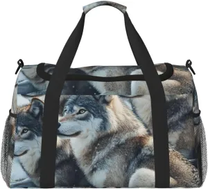 Wolf Pack Travel Duffel Bag Tote Bag Sports Gym Bag For Women And Men