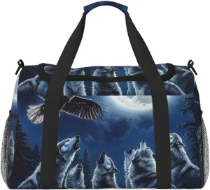 Wolfs Travel Duffel Bag Tote Bag Sports Gym Bag For Women And Men