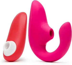 Womanizer Blend Pink Dual Stimulation Rabbit Vibrator & Starlet 2 Red Pleasure Air Clitoris Sucker - Female Sex Toys Bundle
