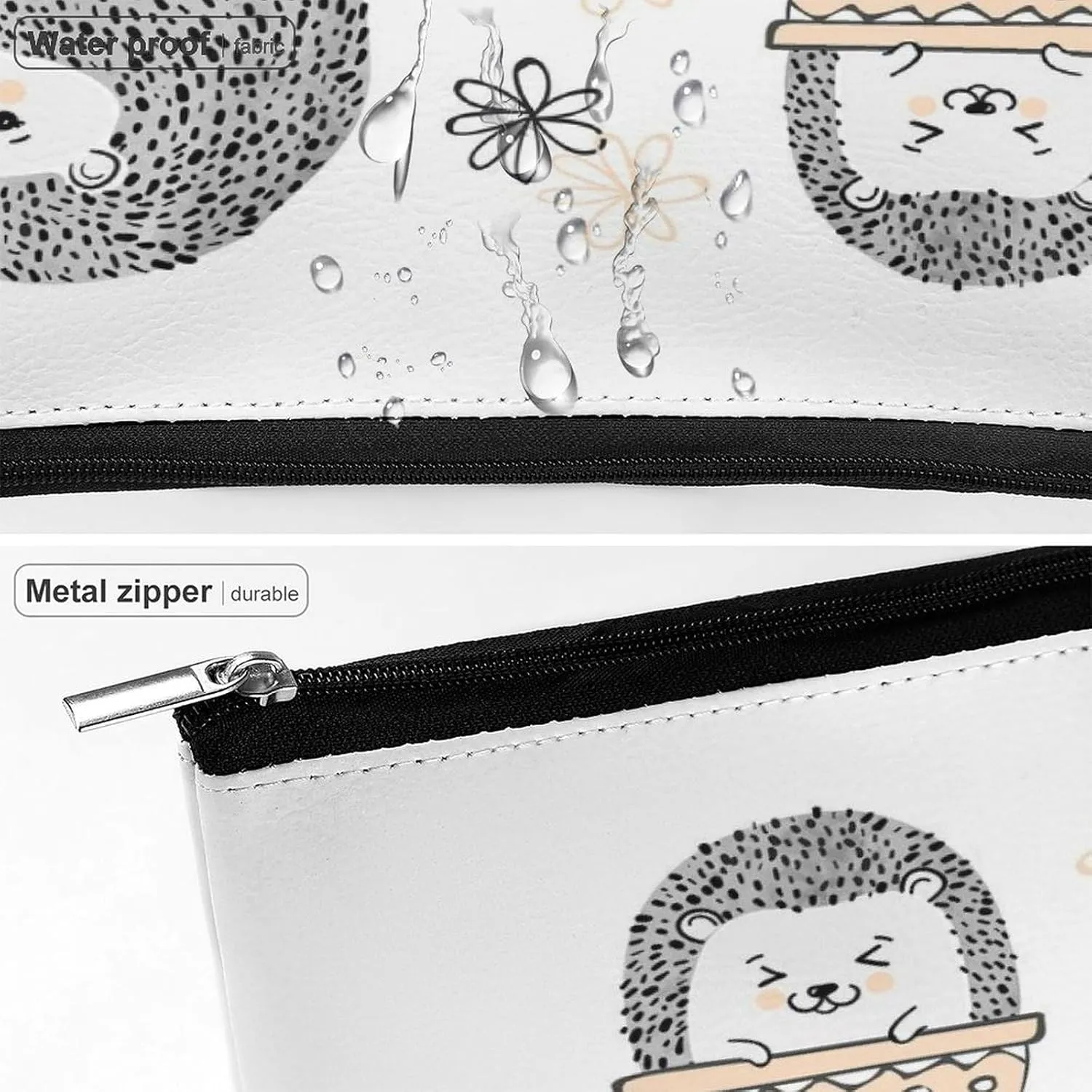 Women PU Leather Cosmetic Bag, Makeup Case Purse Holder Zipper Pouch Handbag Organizer Toiletry Storage 6.8x5.9x2.3 in