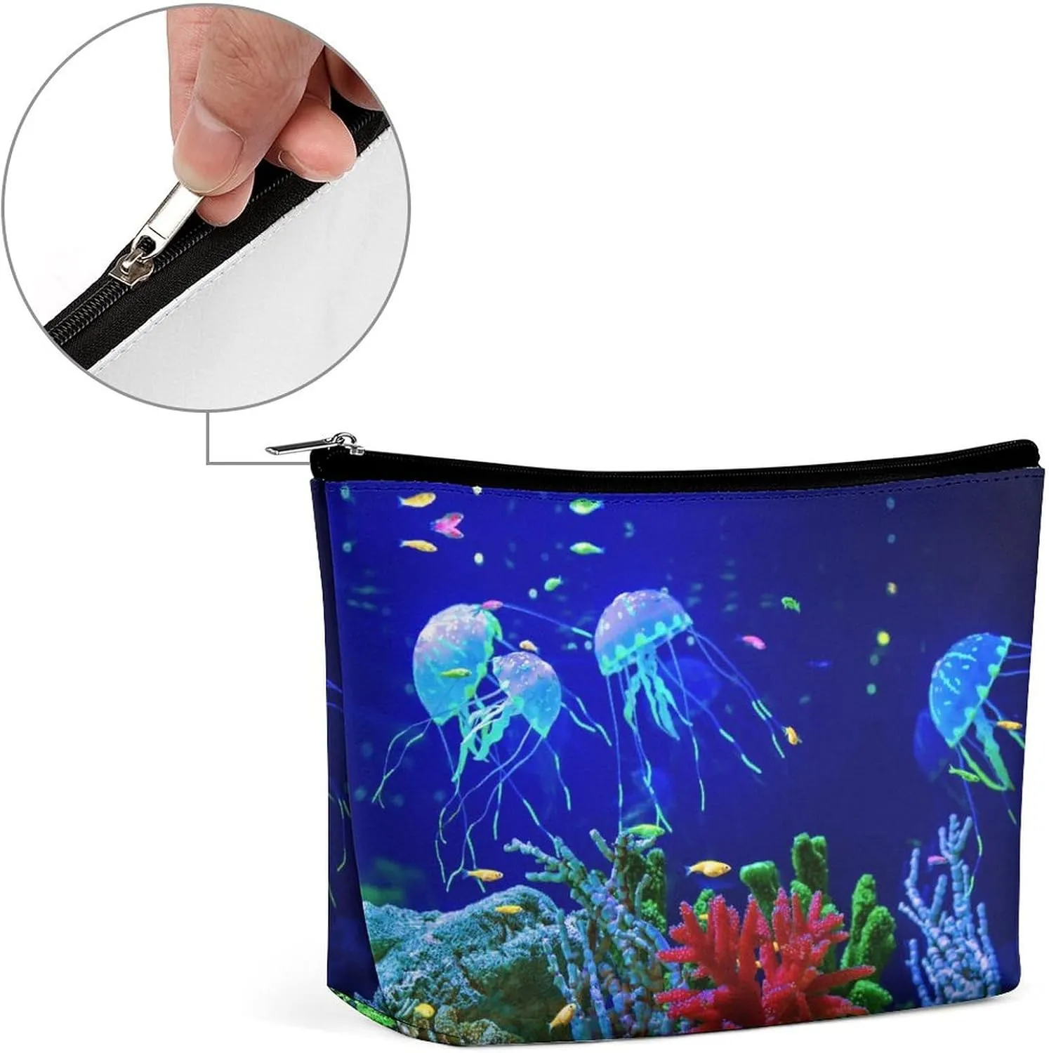 Women PU Leather Cosmetic Bag, Makeup Case Purse Holder Zipper Pouch Handbag Organizer Toiletry Storage 6.8x5.9x2.3 in