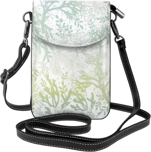 Women PU Leather Kawaii Embroidered Cute Mini Green Military Camo Print Crossbody Cell phone Bag/Coin Purse