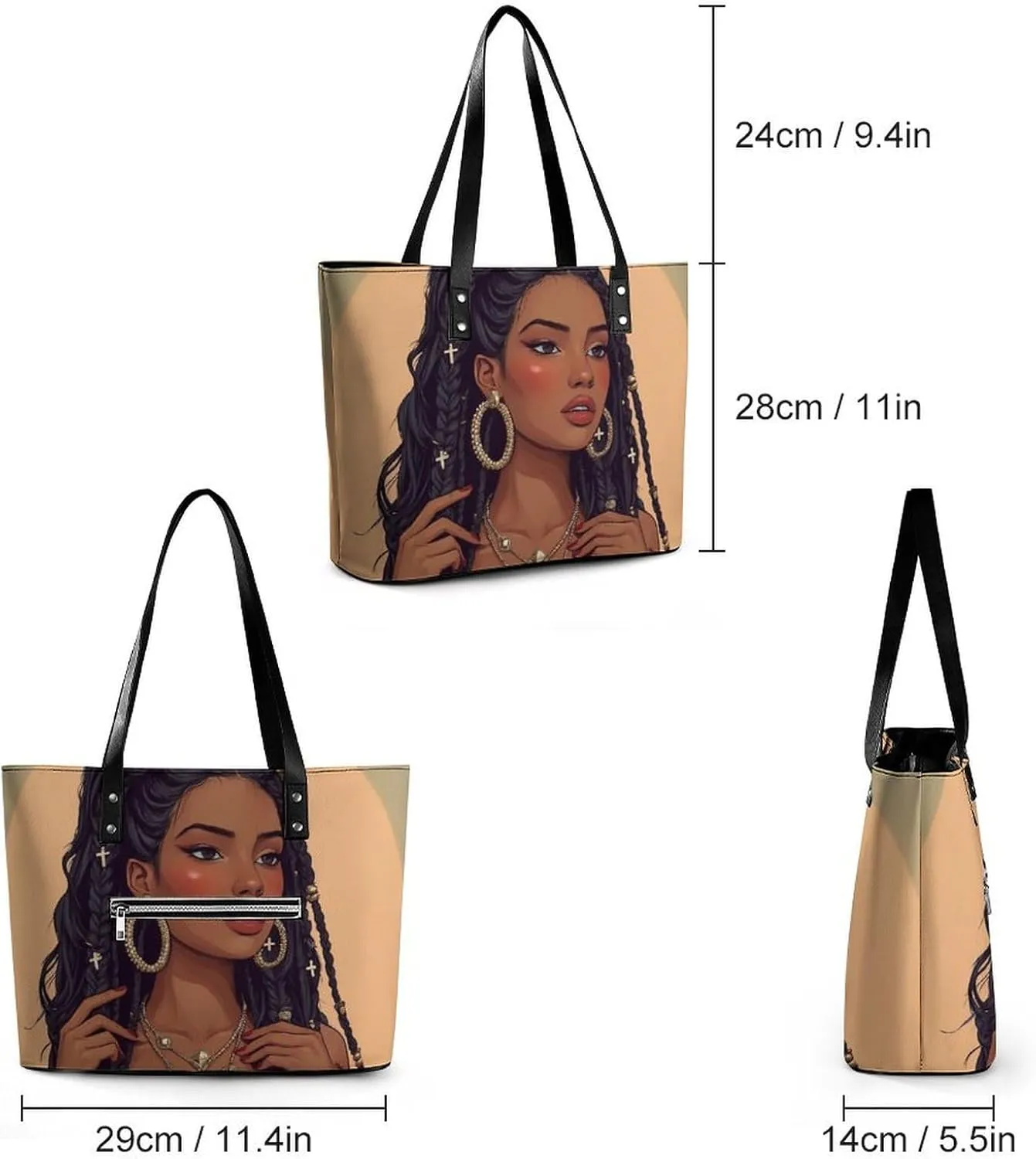 Women Tote Bag PU Leather Travel Shoulder Bags Casual Handbags