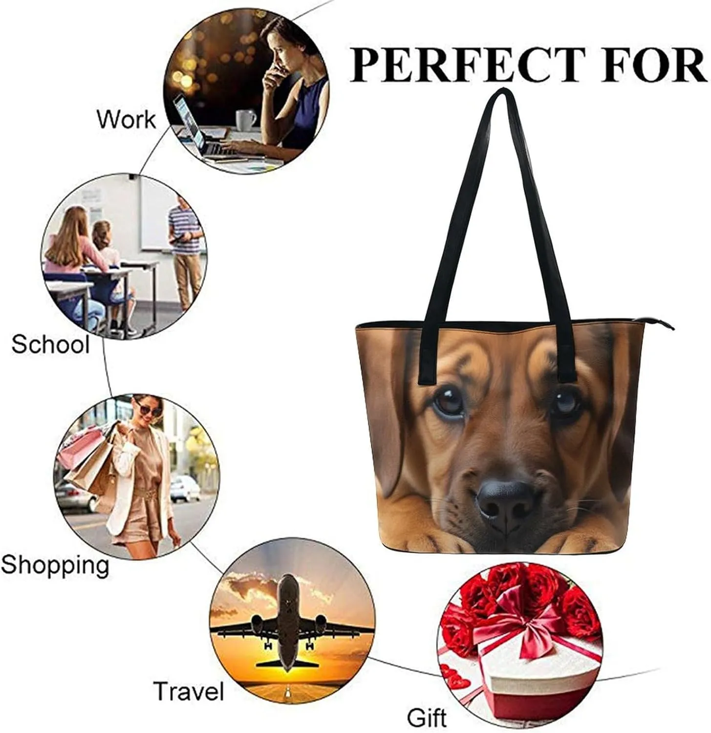 Women Tote Bag PU Leather Travel Shoulder Bags Casual Handbags