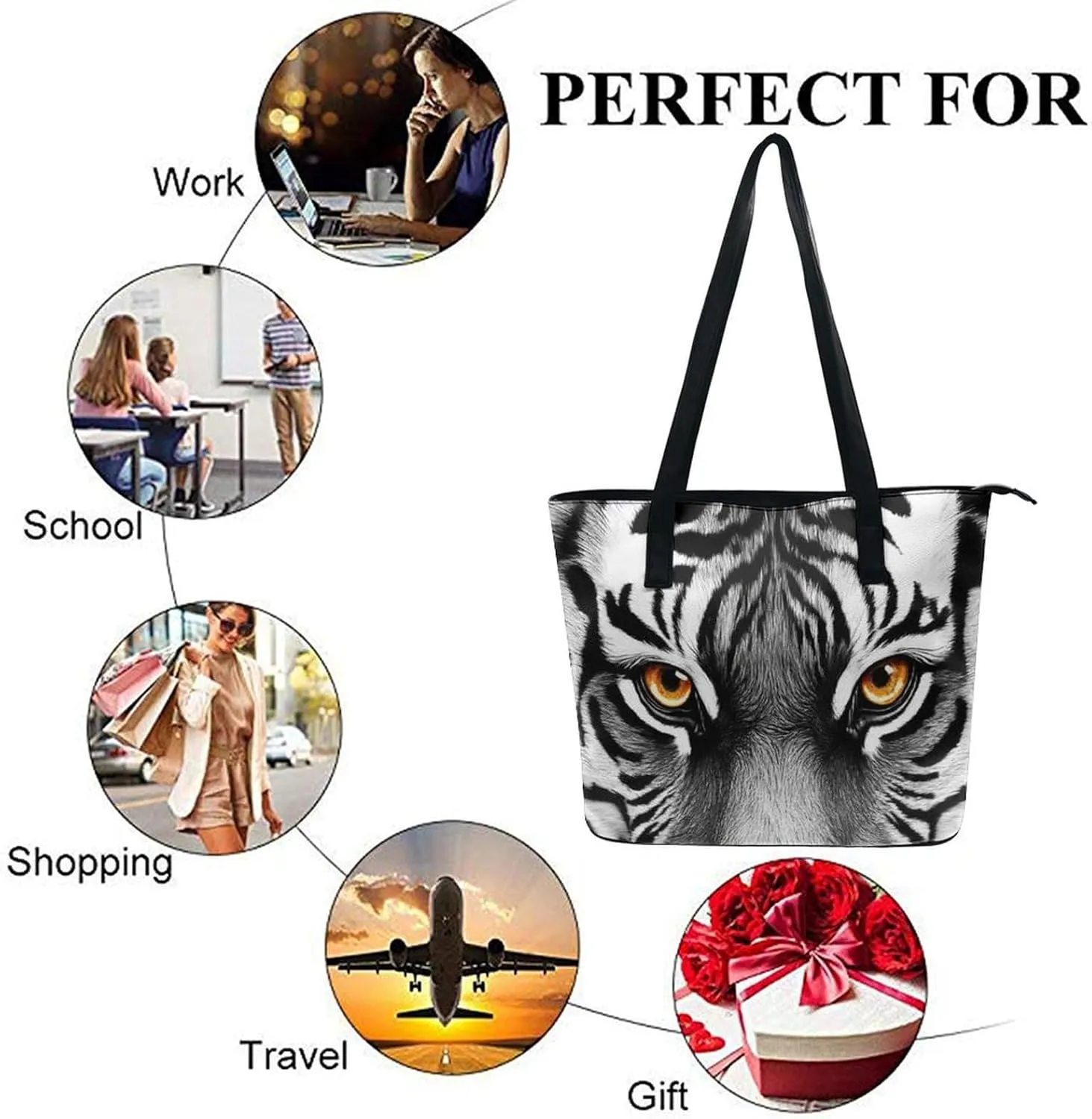 Women Tote Bags Casual Handbags PU Leather Shoulder Travel Bag