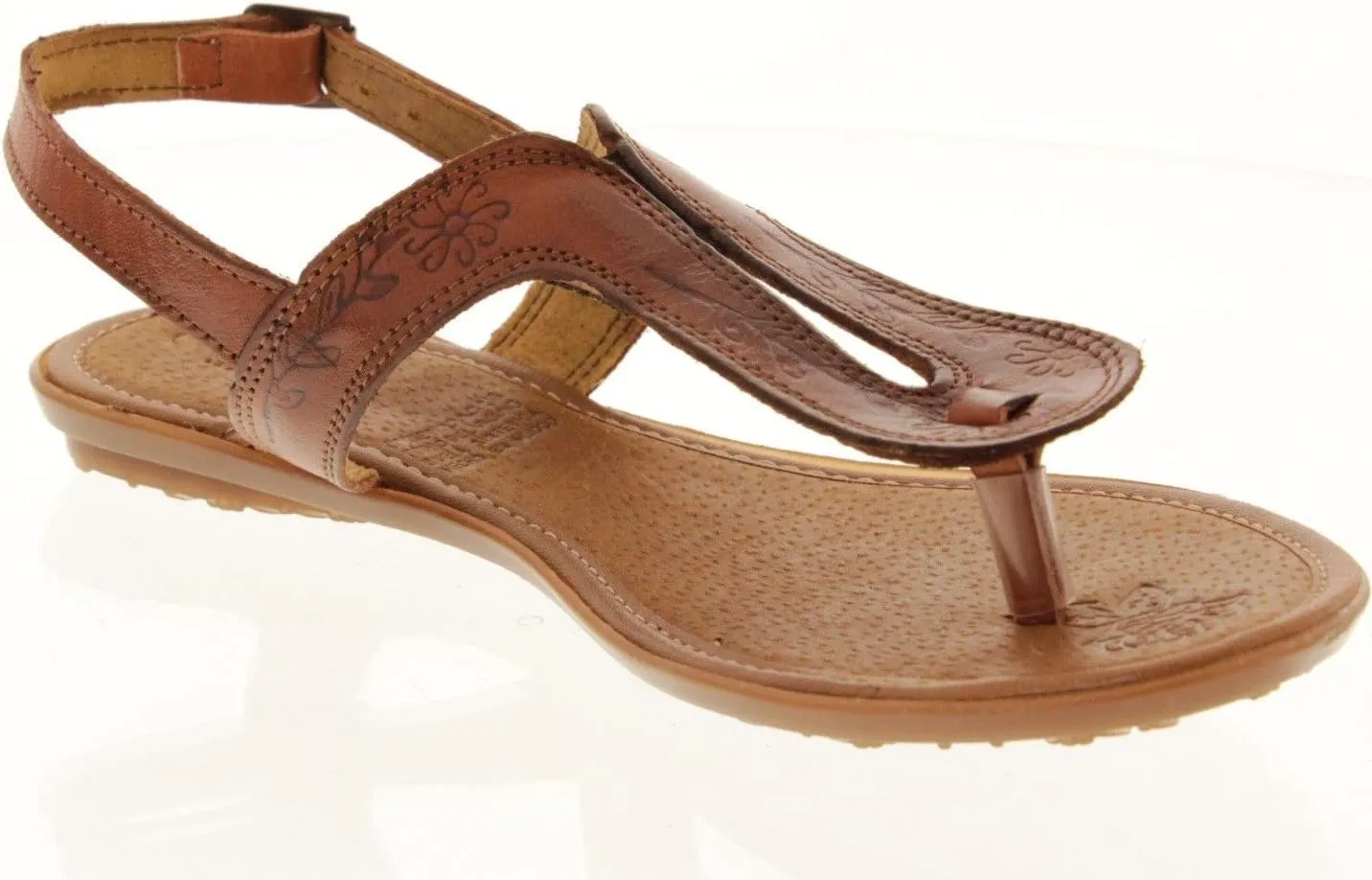 Womens 549 Cognac Authentic Mexican Huarache Sandals Leather T-Strap