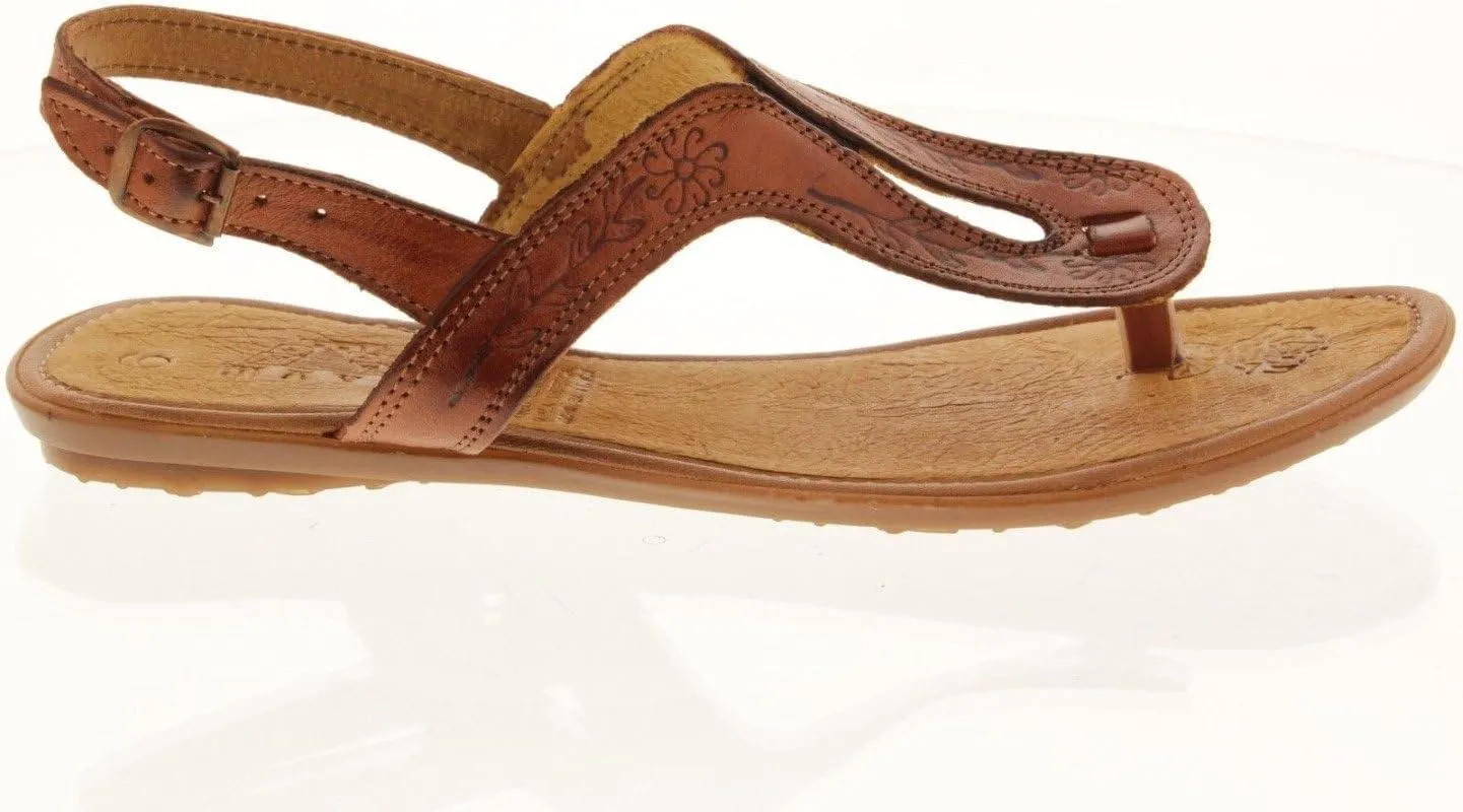 Womens 549 Cognac Authentic Mexican Huarache Sandals Leather T-Strap