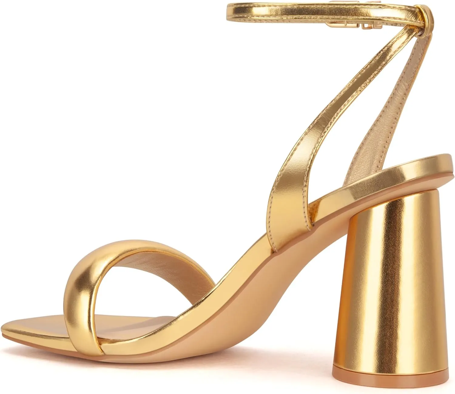 Women's Block High Heels Square Open Toe Strappy Sandals Party Wedding Ankle Strap Shoes