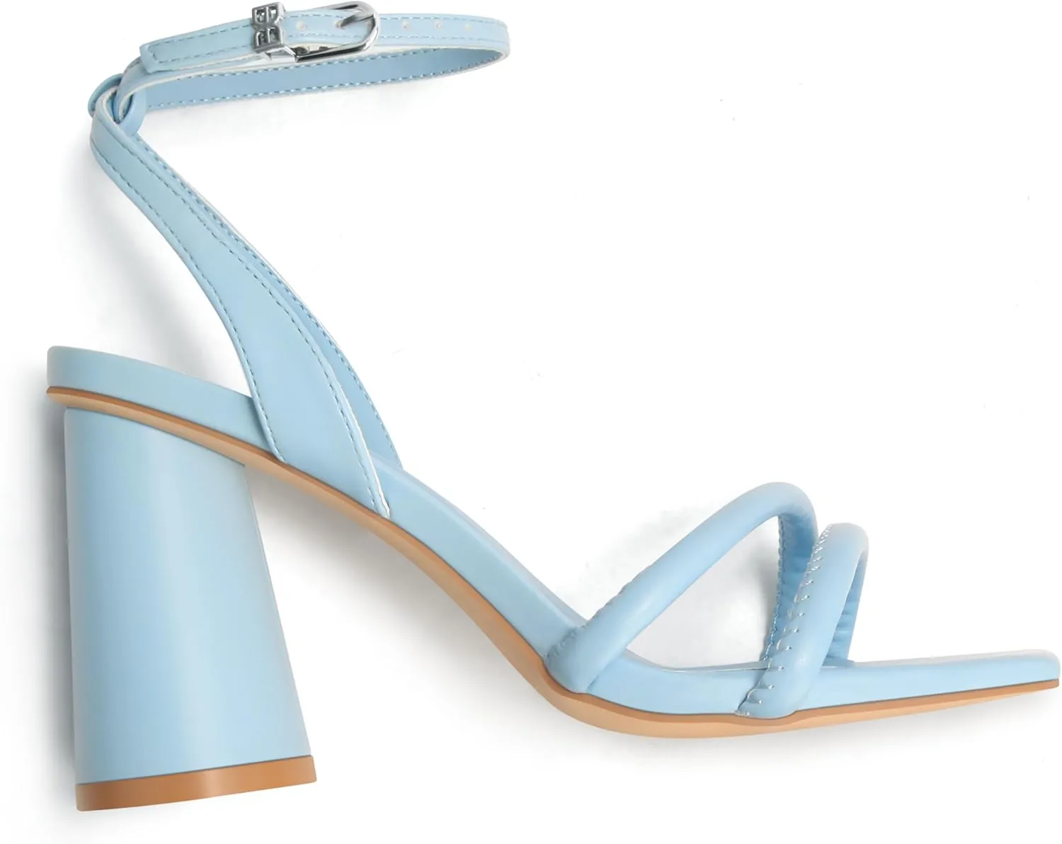 Women's Block High Heels Square Toe Heeled Sandals Ankle Strap Shoes